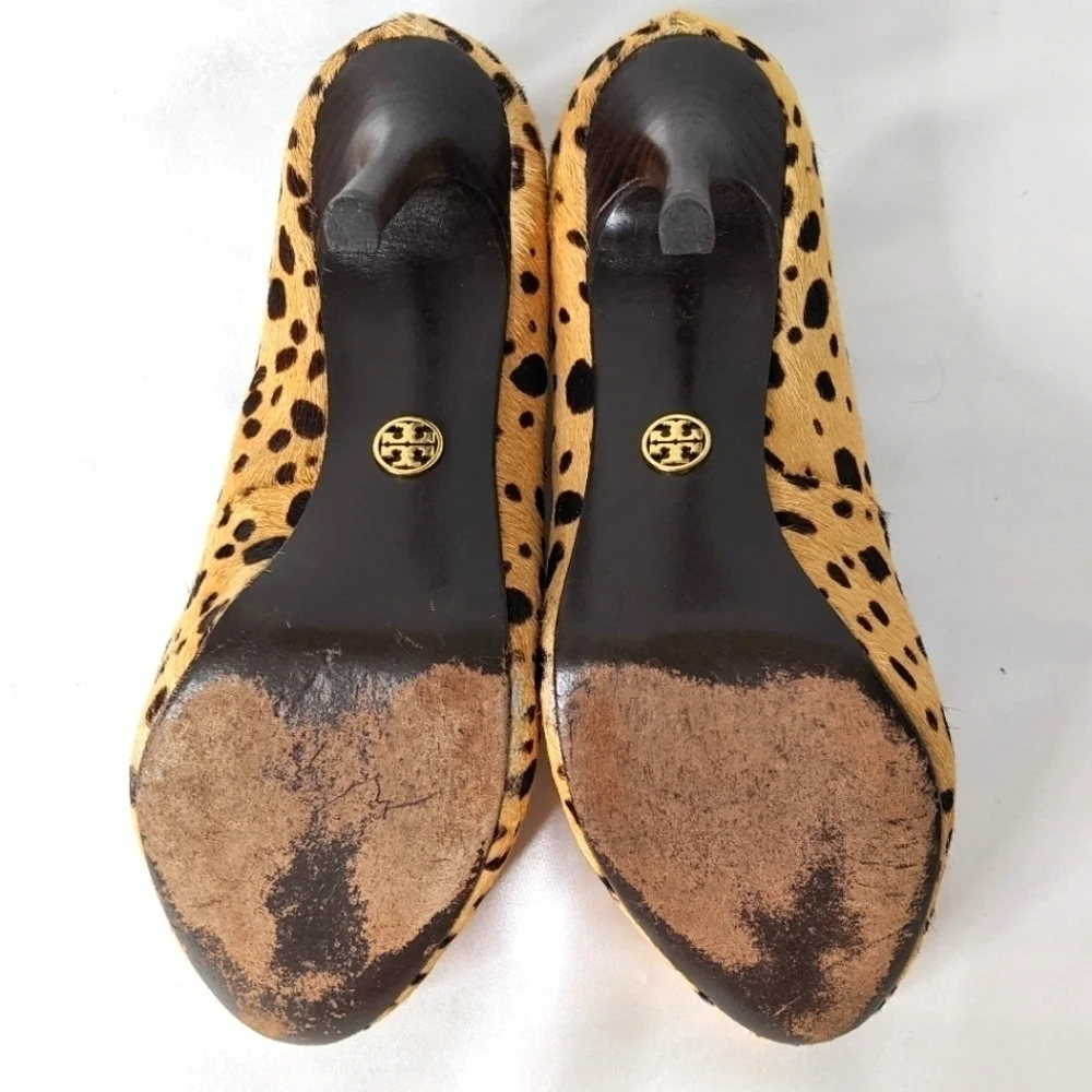 Tory Burch Cheetah Print Calf Hair Heels Women's Size 6.5 Sophisticated